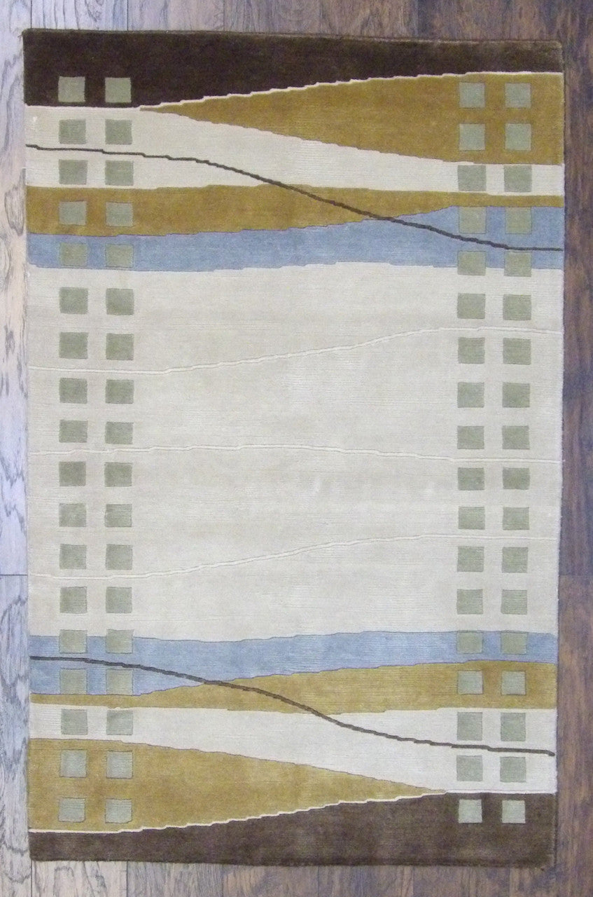 4x6 Modern Hand-Knotted Silk rug, Rug #101-358