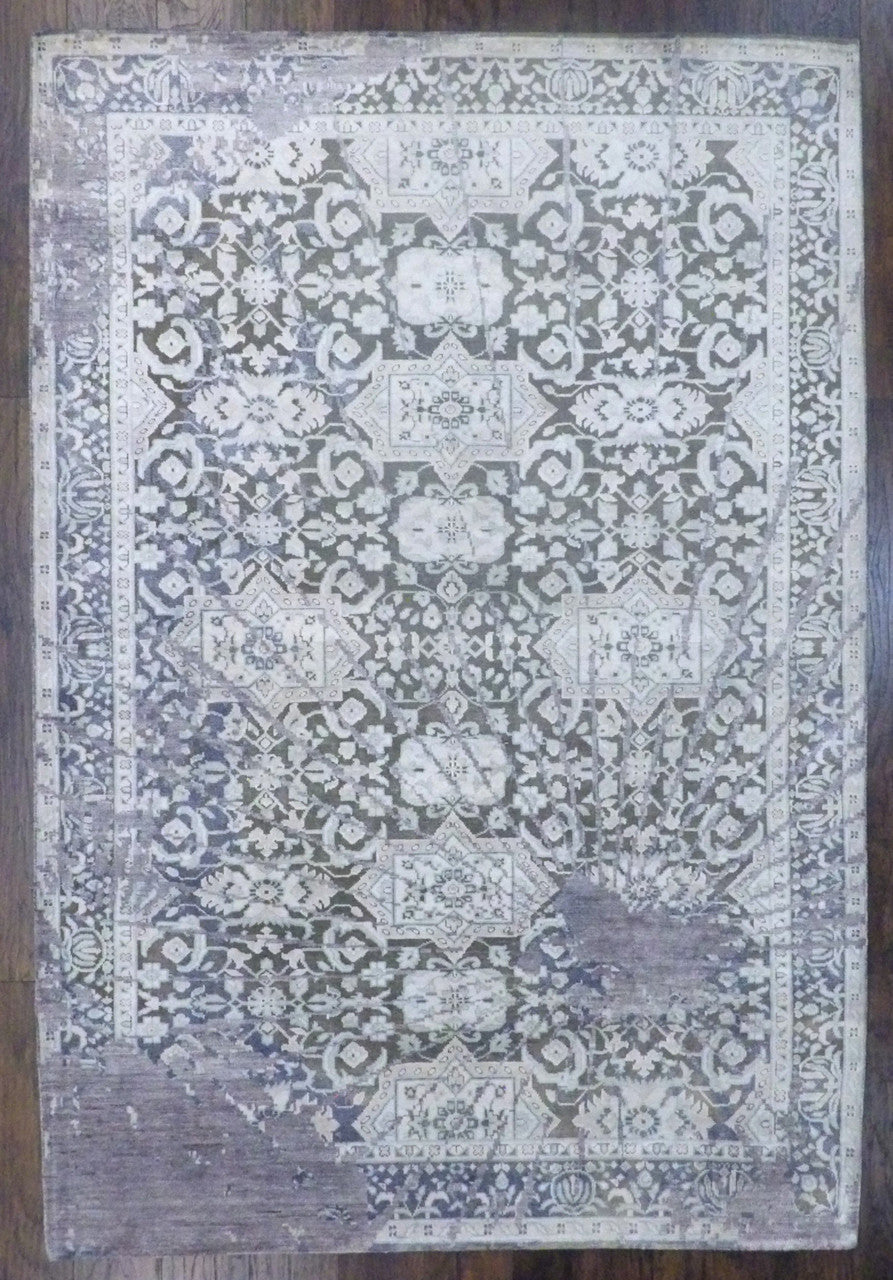 Modern Hand-Knotted Silk rug, Rug #101-11310