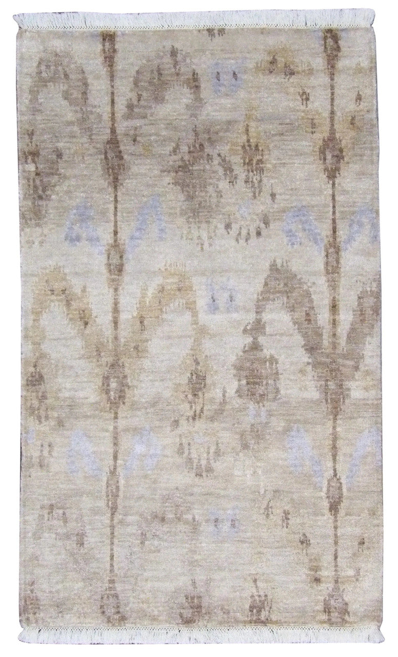 3x5 Ikat Hand-Knotted Silk rug, Rug #101-178