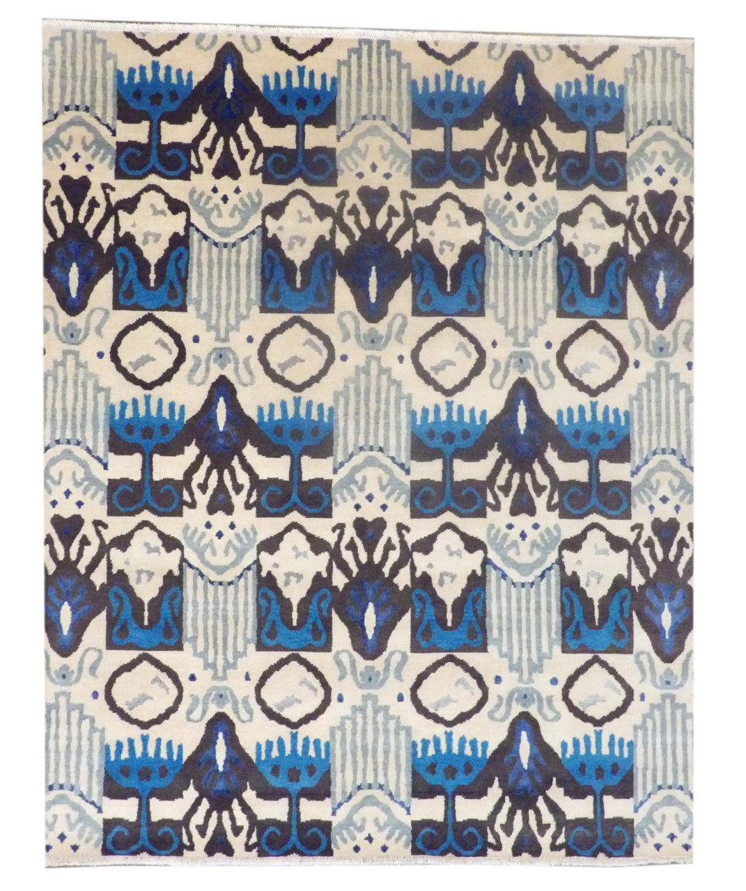 8x10 Ikat Hand-Knotted Silk rug, Rug #101-1030