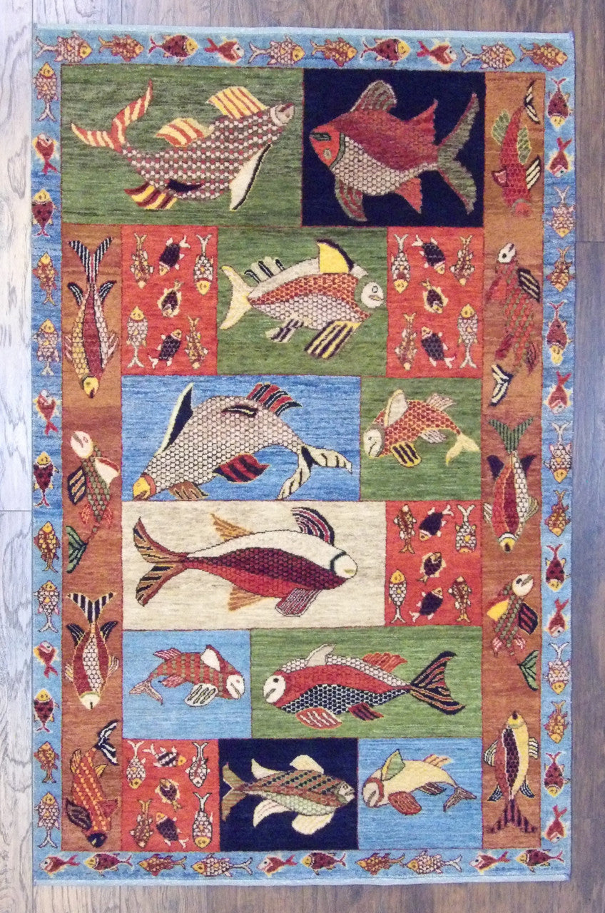 4x6 Coastal Hand-Knotted Wool rug, Rug #101-11013