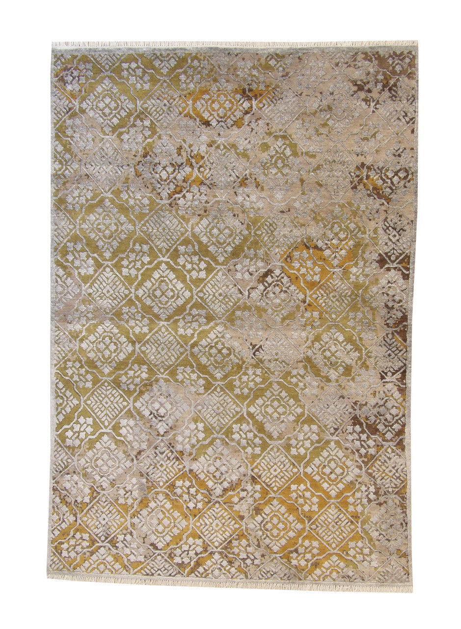 6x8 Modern Hand-Knotted Silk rug, Rug #101-2251