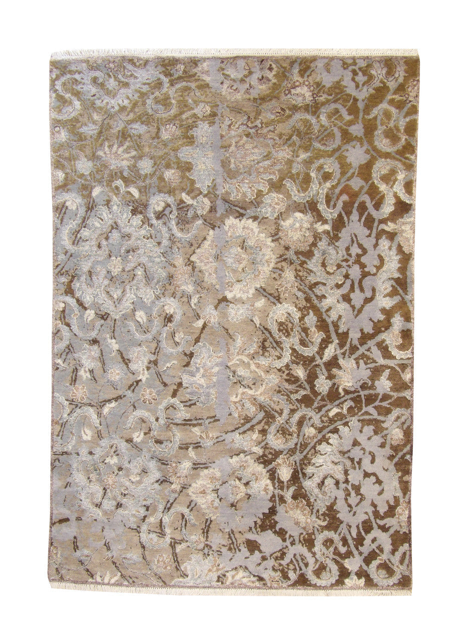5x8 Modern Hand-Knotted Silk rug, Rug #101-2252