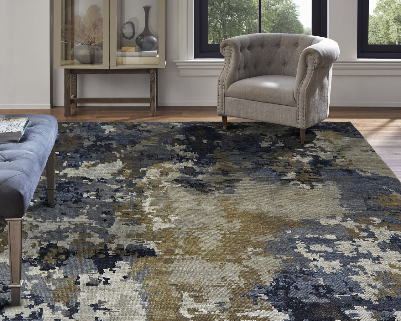 8' x 10' Modern Hand-Knotted Silk rug, Rug #HW9541