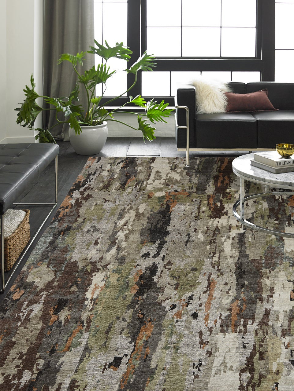 8' x 10' Modern Hand-Knotted Silk rug, Rug #HW9561