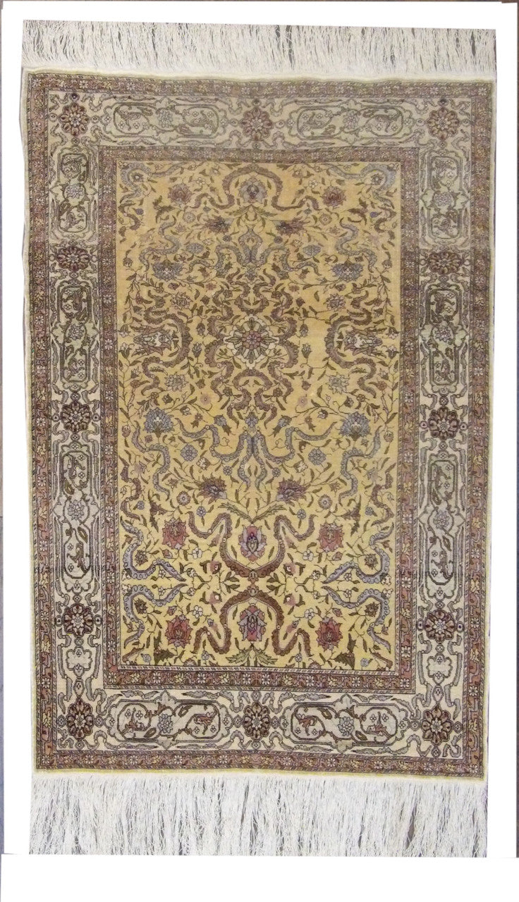 3x5 Traditional Hand-Knotted Silk rug, Rug #101-737