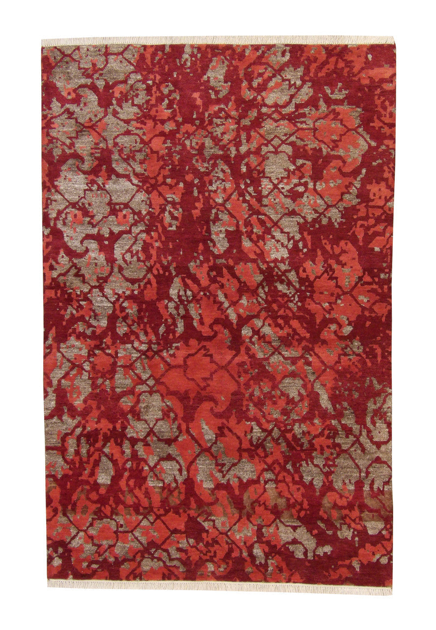 5x8 Modern Hand-Knotted Silk rug, Rug #101-2255