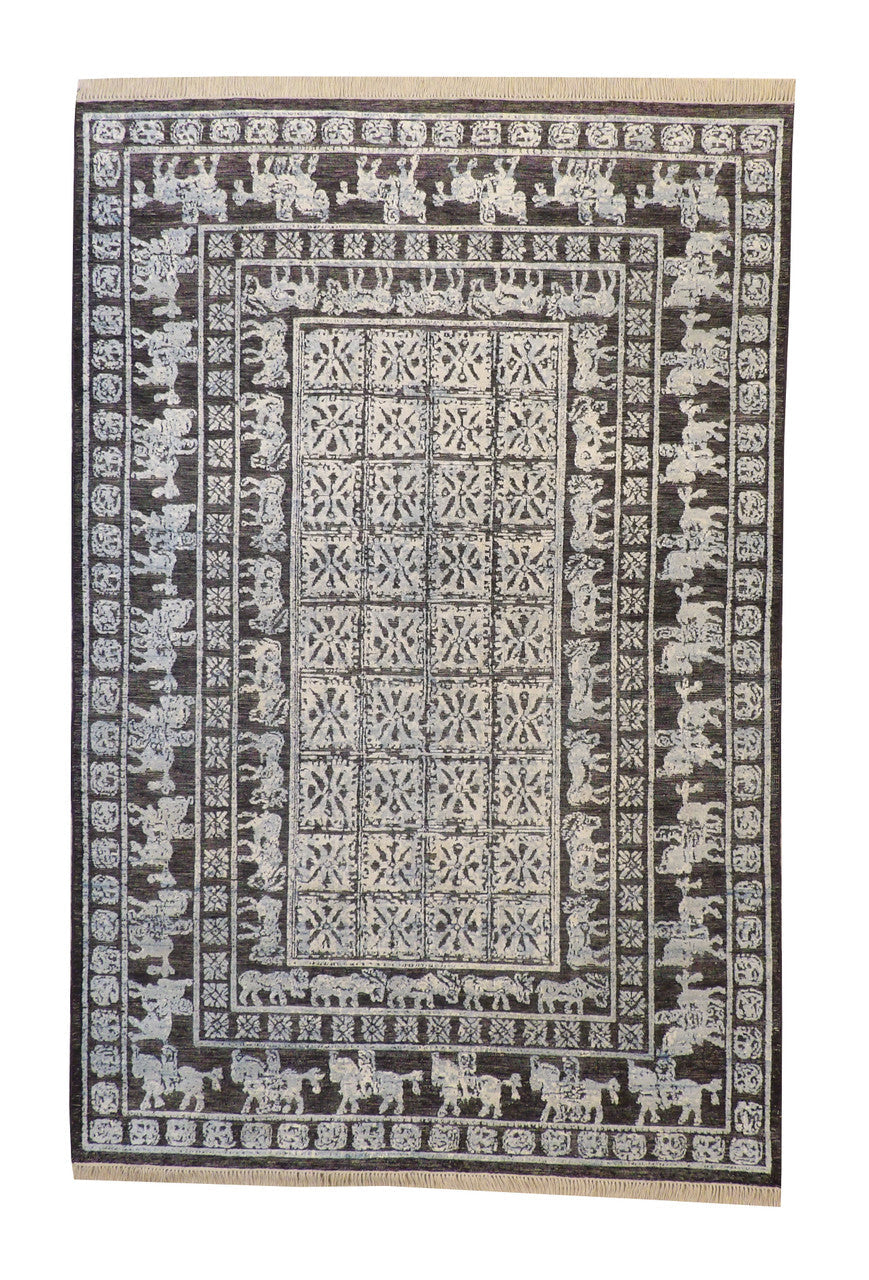 6x9 Flatweave Hand-Knotted Silk rug, Rug #101-2221