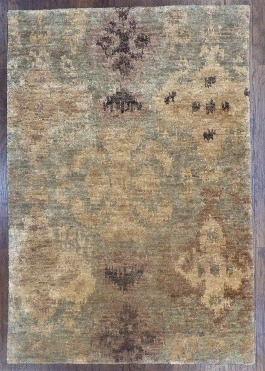 6x9 Ikat Hand-Knotted Silk rug, Rug #101-722