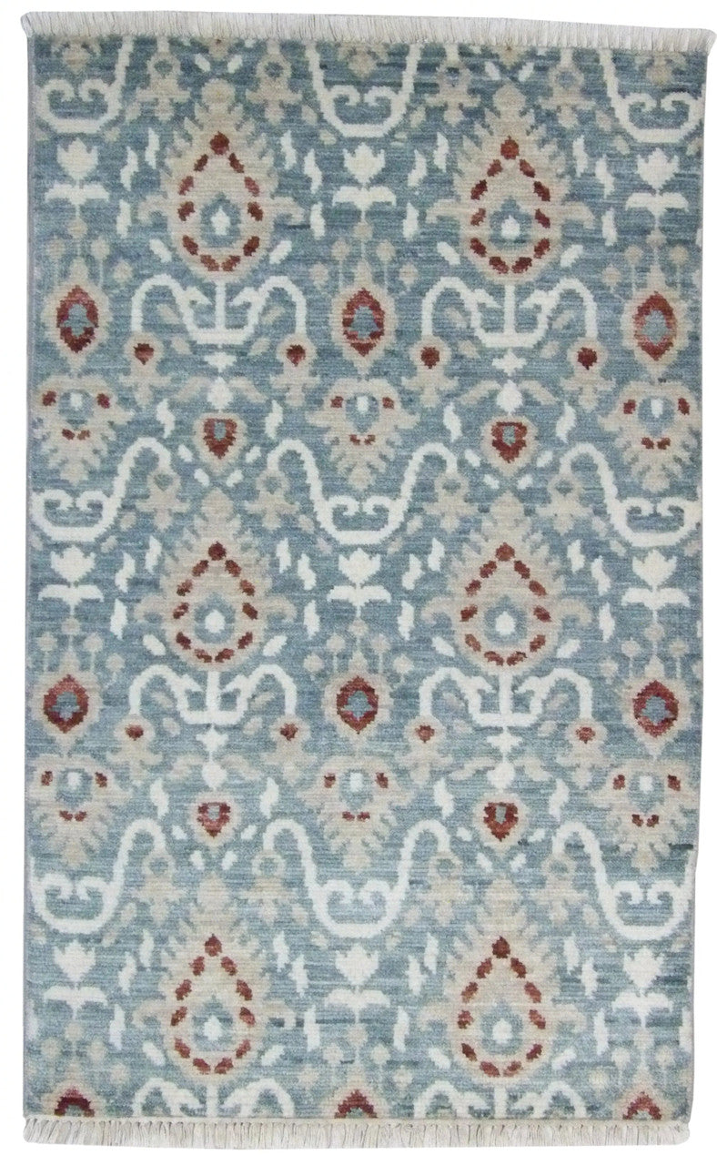 3x5 Ikat Hand-Knotted Wool rug, Rug #101-120