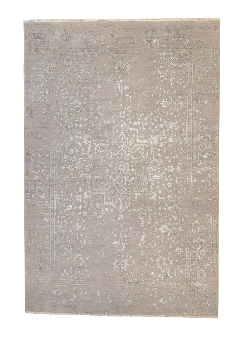 6x9 Transitional Hand-Knotted Silk rug, Rug #101-20160