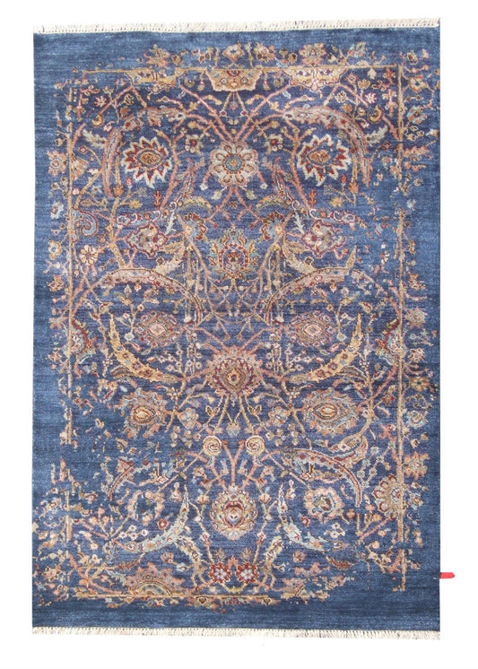 4x6 Damask Hand-Knotted Wool rug, Rug #RA41535