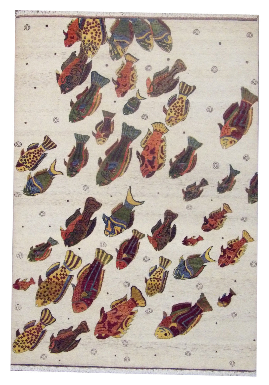 5x8 Coastal Hand-Knotted Wool rug, Rug #101-11009
