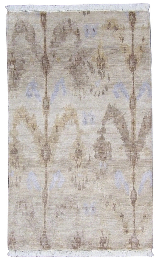3x5 Ikat Hand-Knotted Silk rug, Rug #101-178