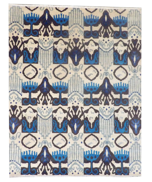 8x10 Ikat Hand-Knotted Silk rug, Rug #101-1030