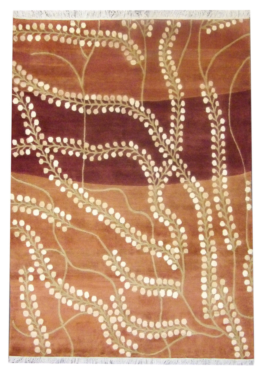 5x8 Modern Hand-Knotted Silk rug, Rug #101-850