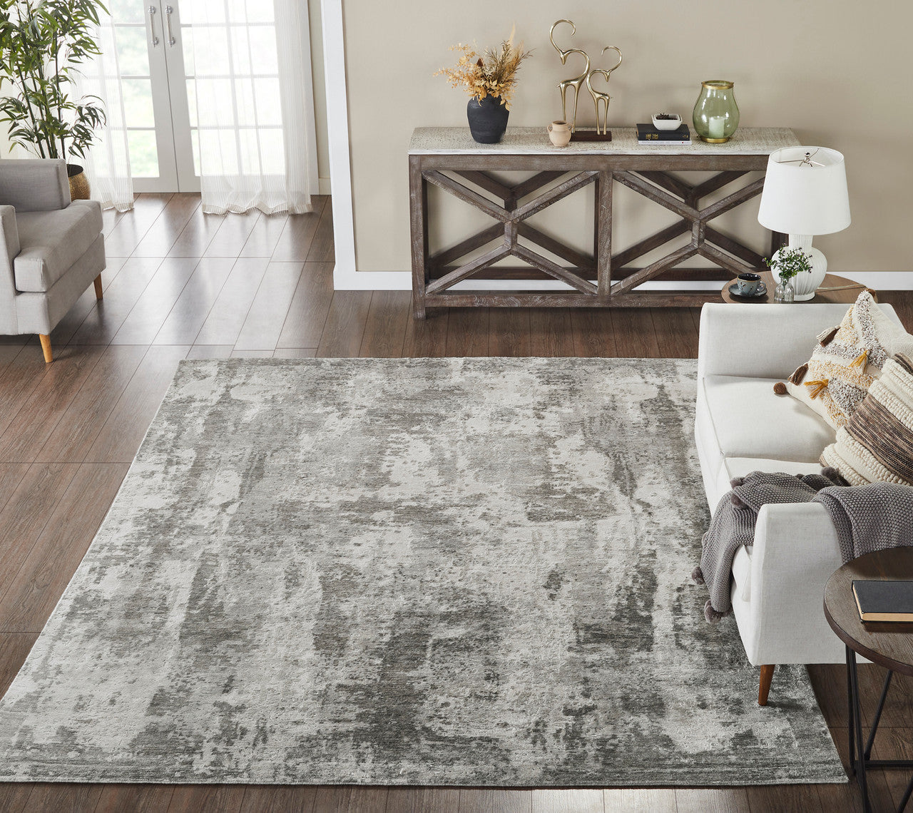 6' x 9' Modern Hand-Knotted Silk rug, Rug #JN0820