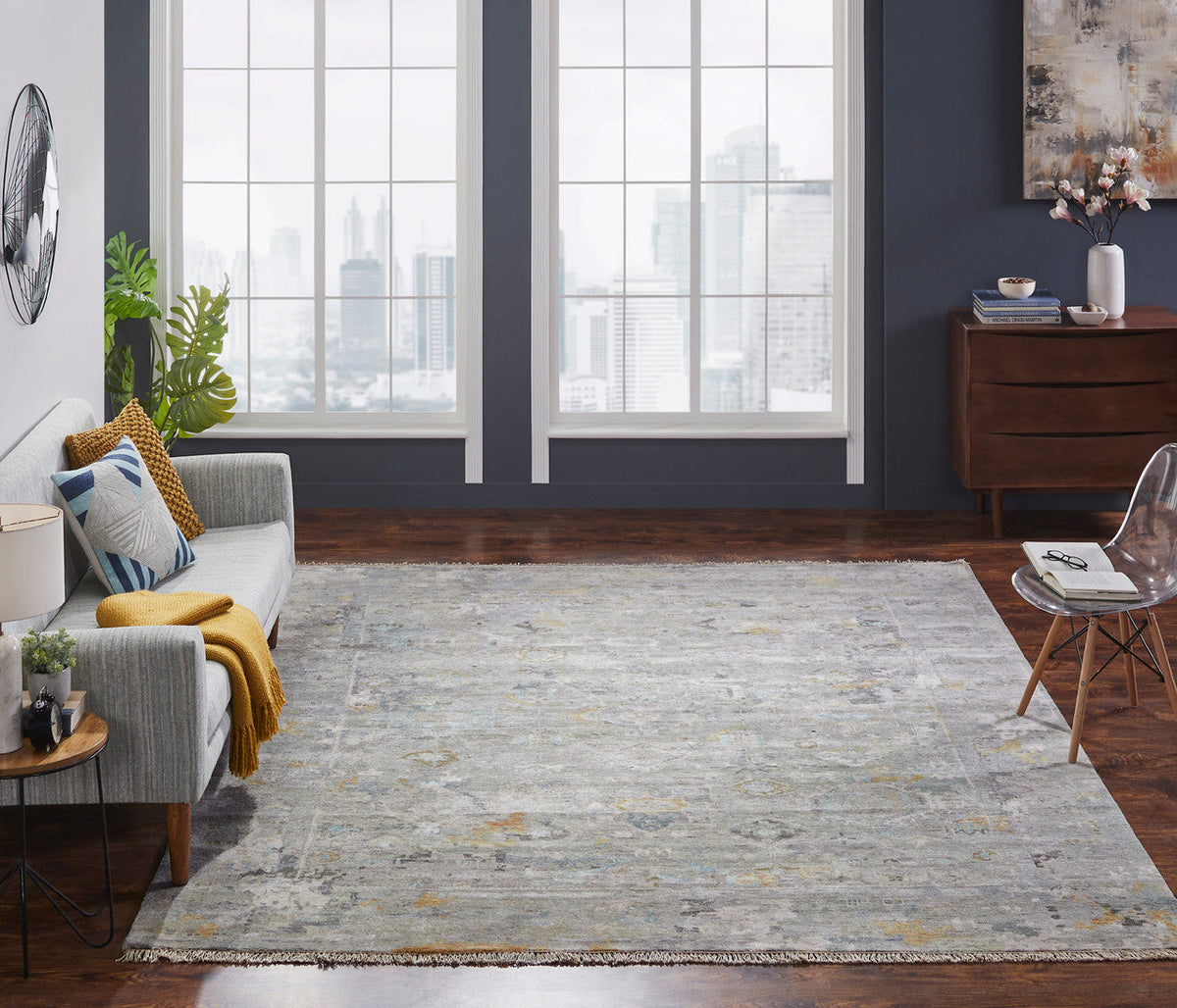 6' x 9' Transitional Hand-Knotted Silk rug, Rug #KH3490
