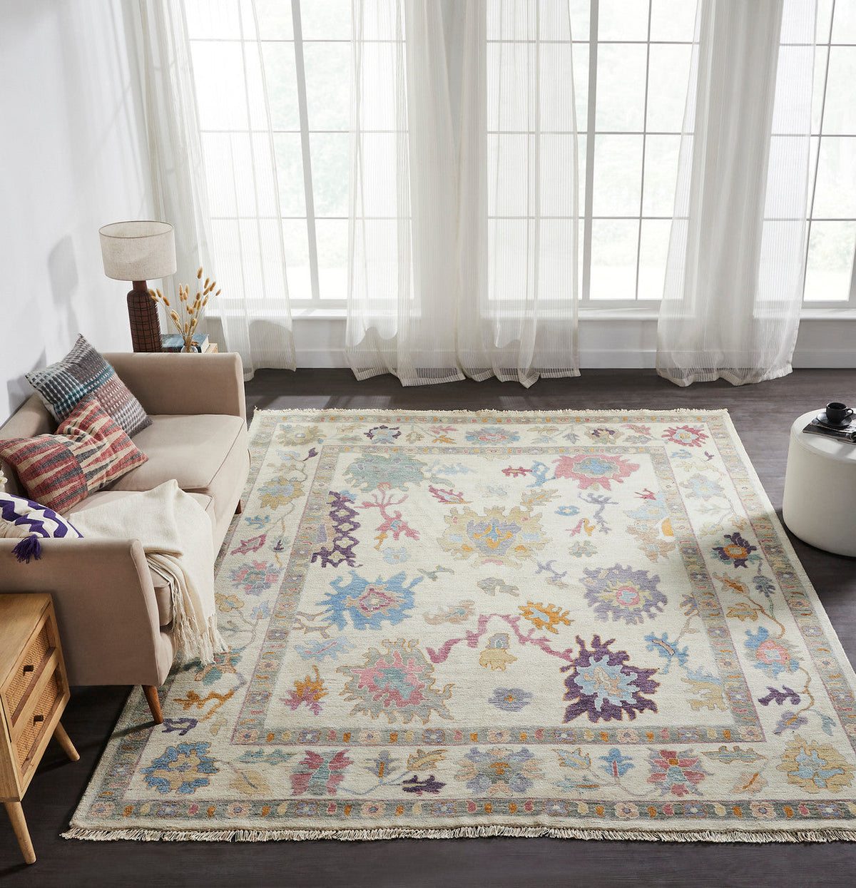 6' x 9' Oushak Hand-Knotted Silk rug, Rug #AA8990