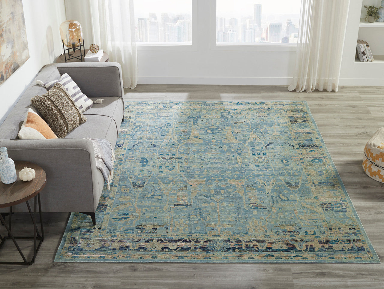 6' x 9' Transitional Hand-Knotted Silk rug, Rug #KT13600