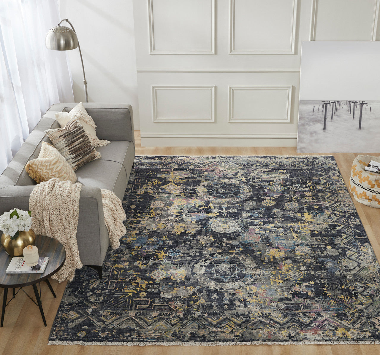 6' x 9' Transitional Hand-Knotted Silk rug, Rug #KH3510
