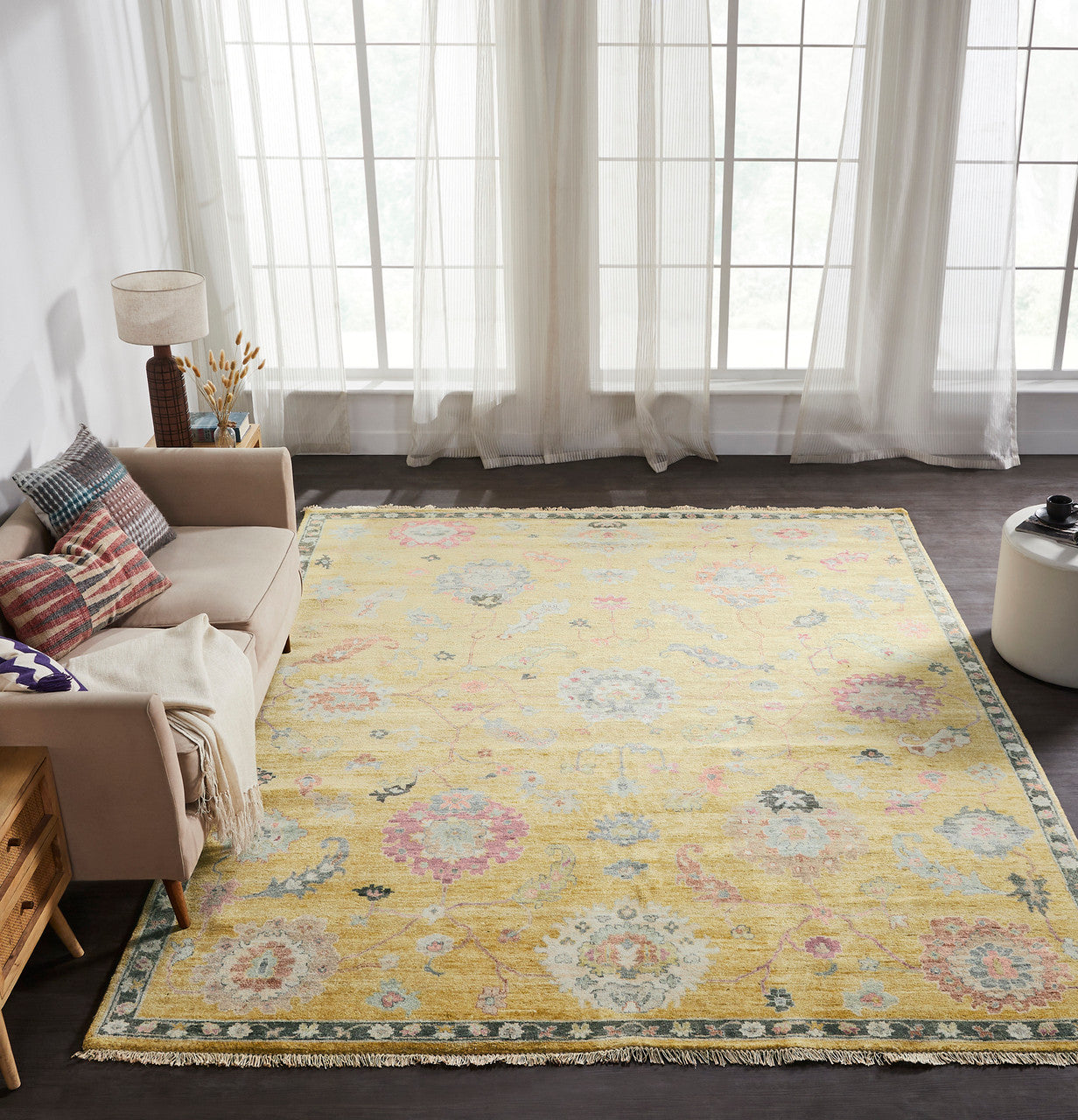 6' x 9' Oushak Hand-Knotted Silk rug, Rug #AA9030