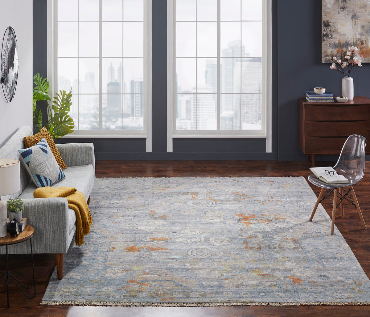 6' x 9' Transitional Hand-Knotted Silk rug, Rug #KH3460