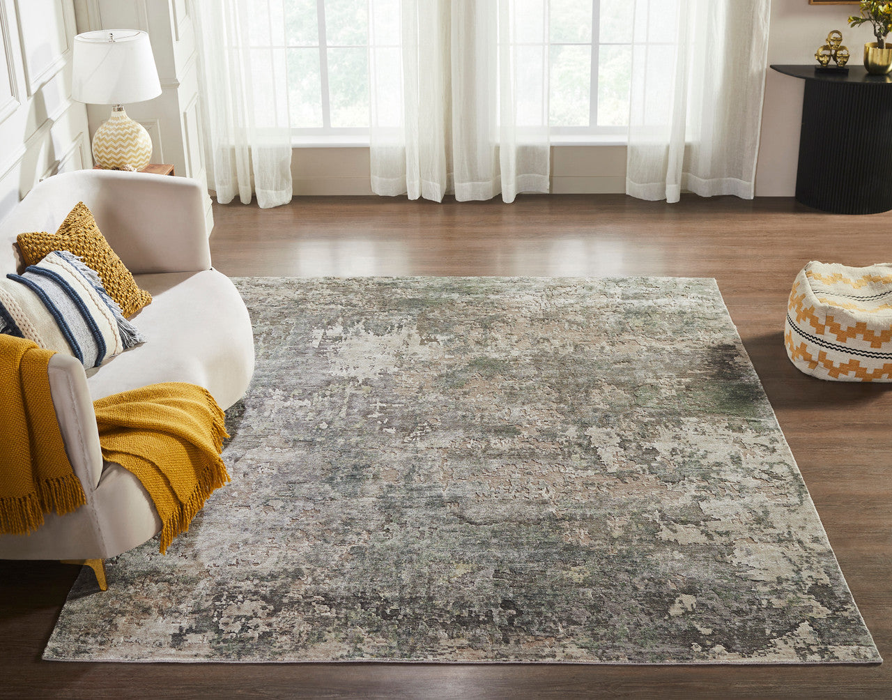 6' x 9' Modern Hand-Knotted Silk rug, Rug #JN3020