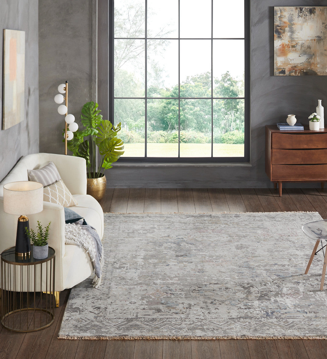 6' x 9' Transitional Hand-Knotted Silk rug, Rug #KH3450