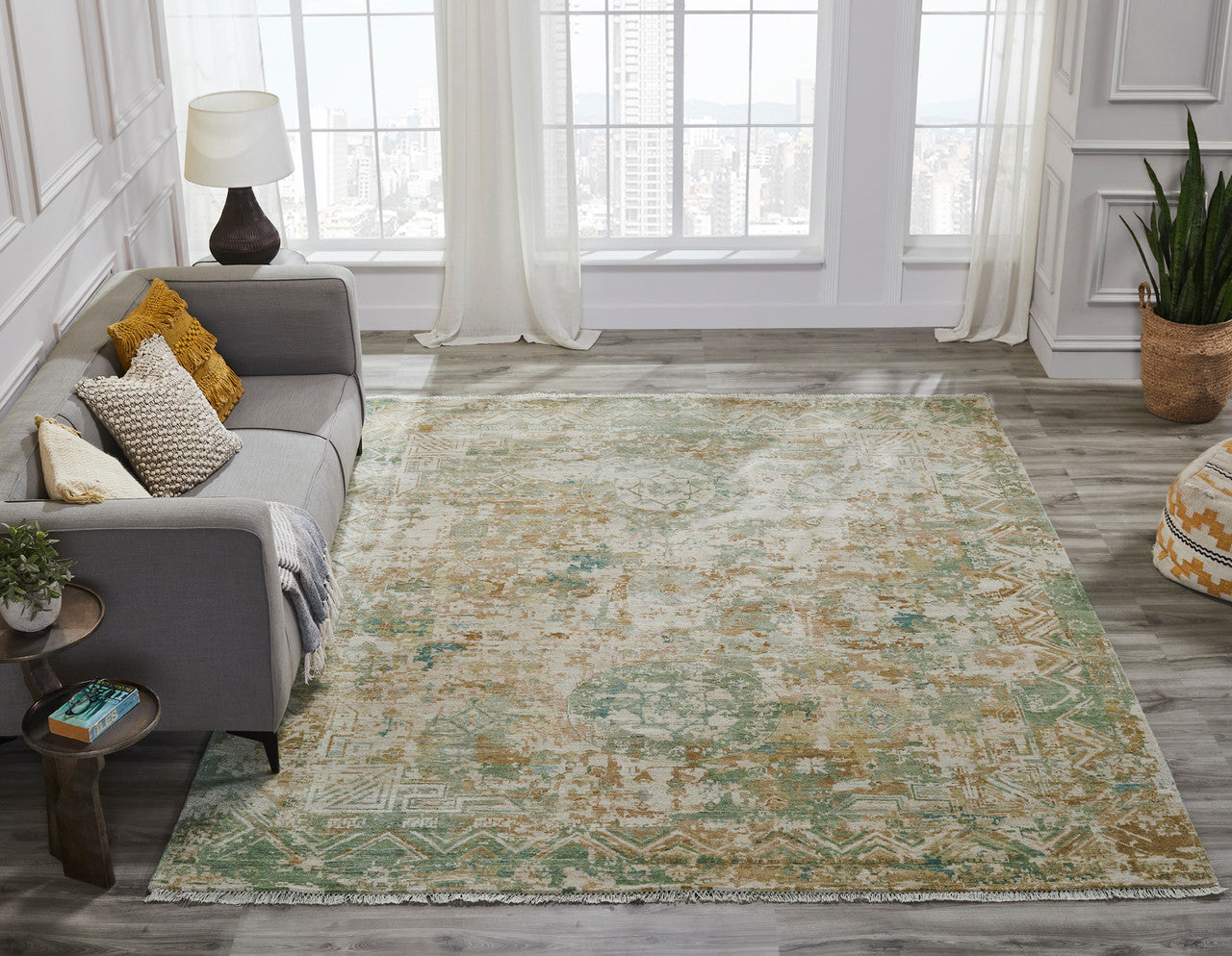 6' x 9' Transitional Hand-Knotted Silk rug, Rug #KH3530