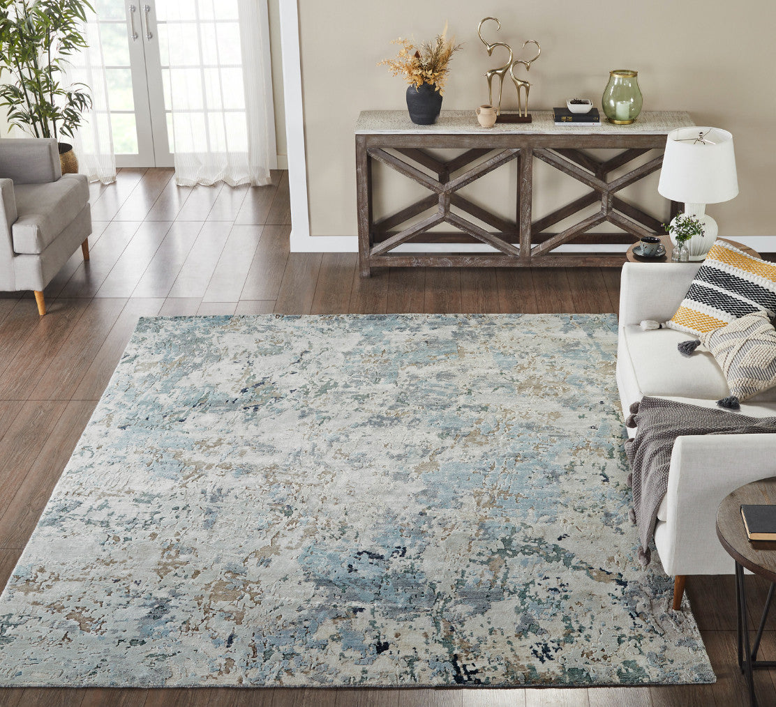 6' x 9' Modern Hand-Knotted Silk rug, Rug #JN0830