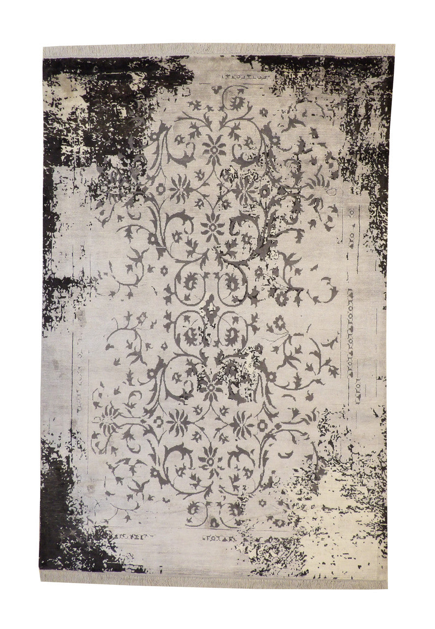 6x9 Transitional Hand-Knotted Silk rug, Rug #101-2233