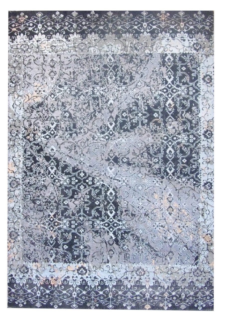 Transitional Hand-Knotted Silk rug, Rug #101-11307