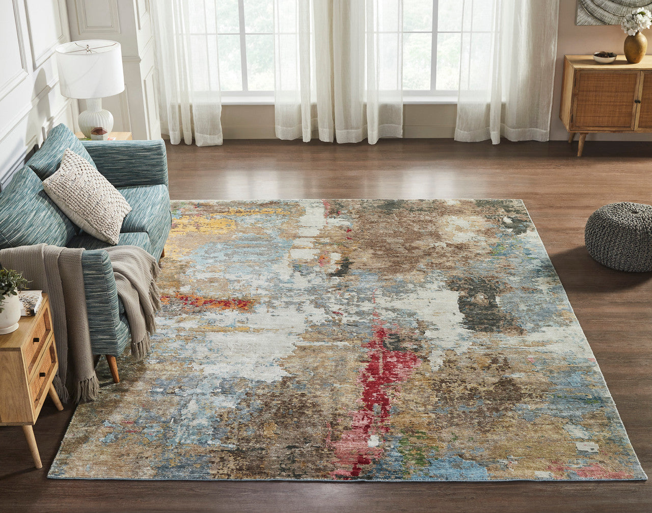 6' x 9' Modern Hand-Knotted Silk rug, Rug #JN3000