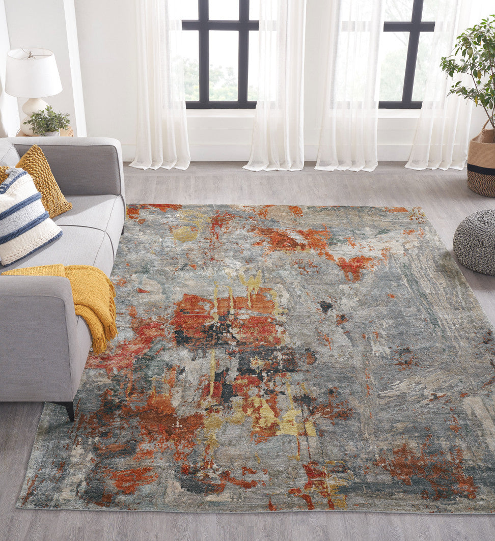 8' x 10' Modern Hand-Knotted Silk rug, Rug #JN3030