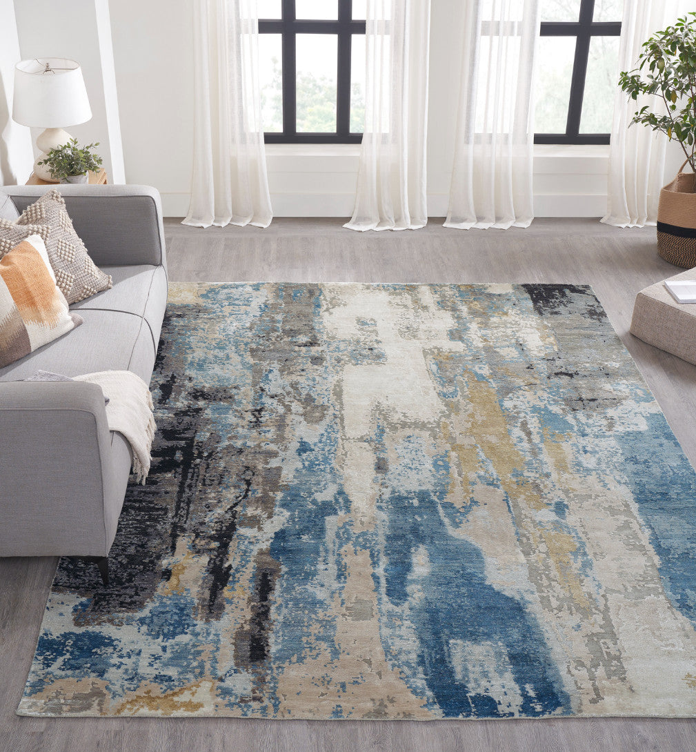 8' x 10' Modern Hand-Knotted Silk rug, Rug #JN3050