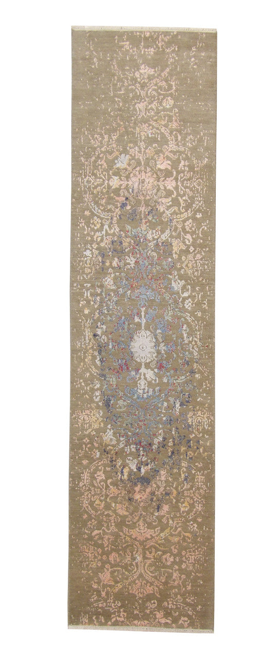 2x10 Transitional Hand-Knotted Silk rug, Rug #101-2074