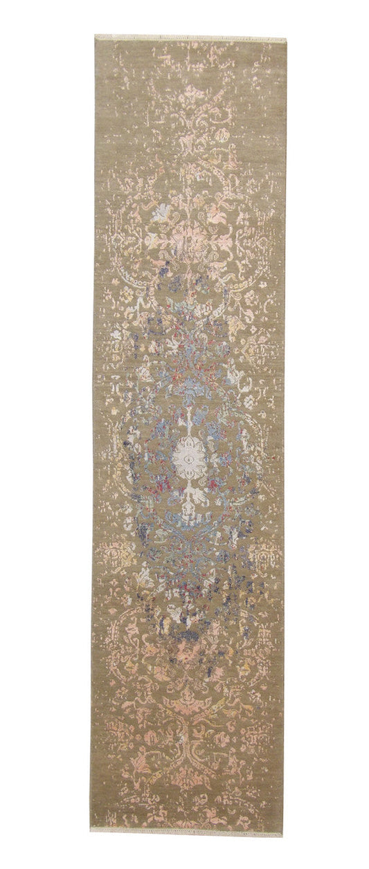 2x10 Transitional Hand-Knotted Silk rug, Rug #101-2074