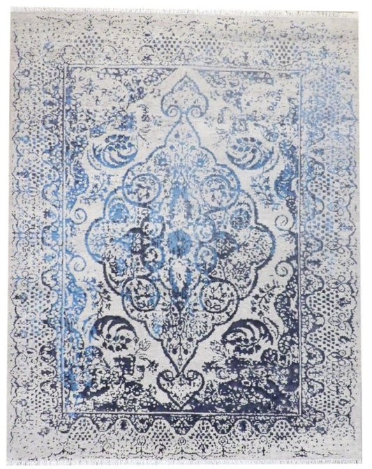 8x10 Transitional Hand-Knotted Silk rug, Rug #101-11152