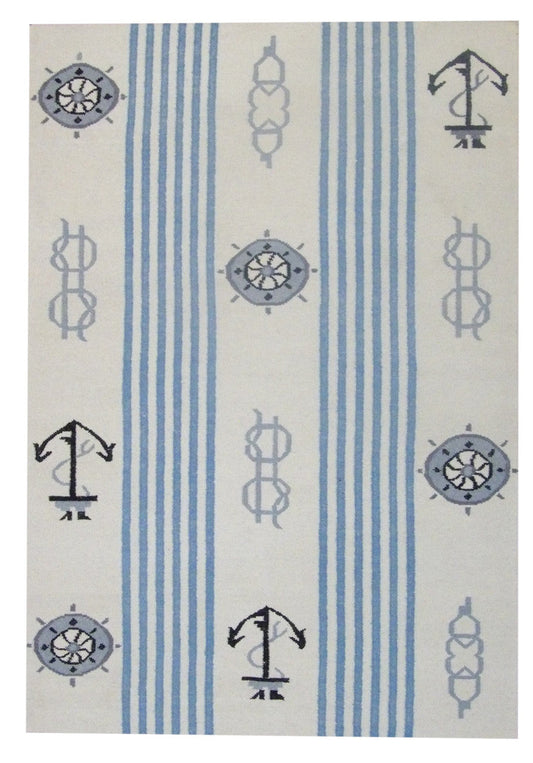 5x8 Coastal Hand-Knotted Wool rug, Rug #101-823