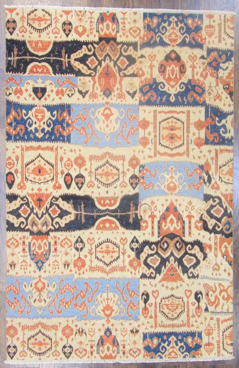 6x9 Ikat Hand-Knotted Wool rug, Rug #101-730