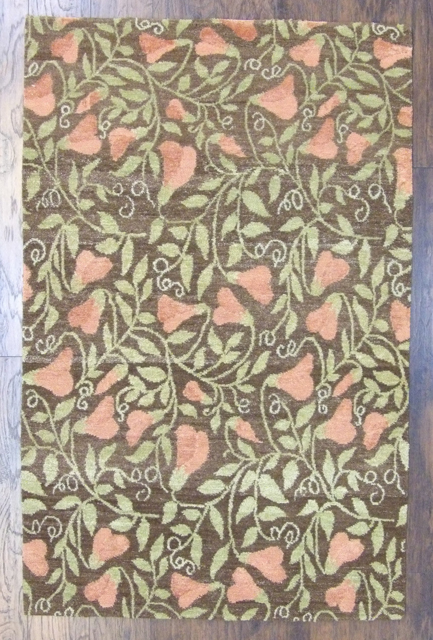 4x6 Transitional Hand-Knotted Silk rug, Rug #101-377
