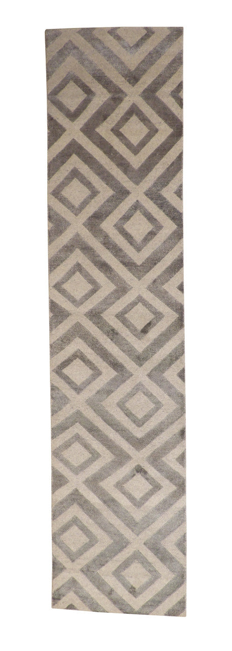 2x12 Modern Hand-Knotted Silk rug, Rug #101-2048