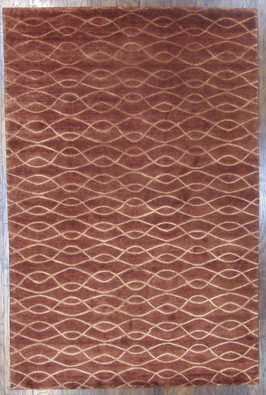 6x9 Modern Hand-Knotted Silk rug, Rug #101-726