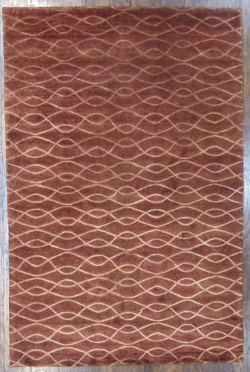 6x9 Modern Hand-Knotted Silk rug, Rug #101-726