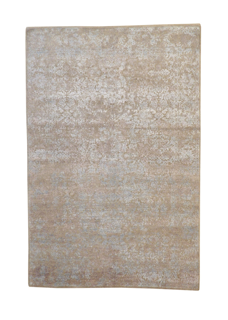 6x9 Transitional Hand-Knotted Silk rug, Rug #101-1199