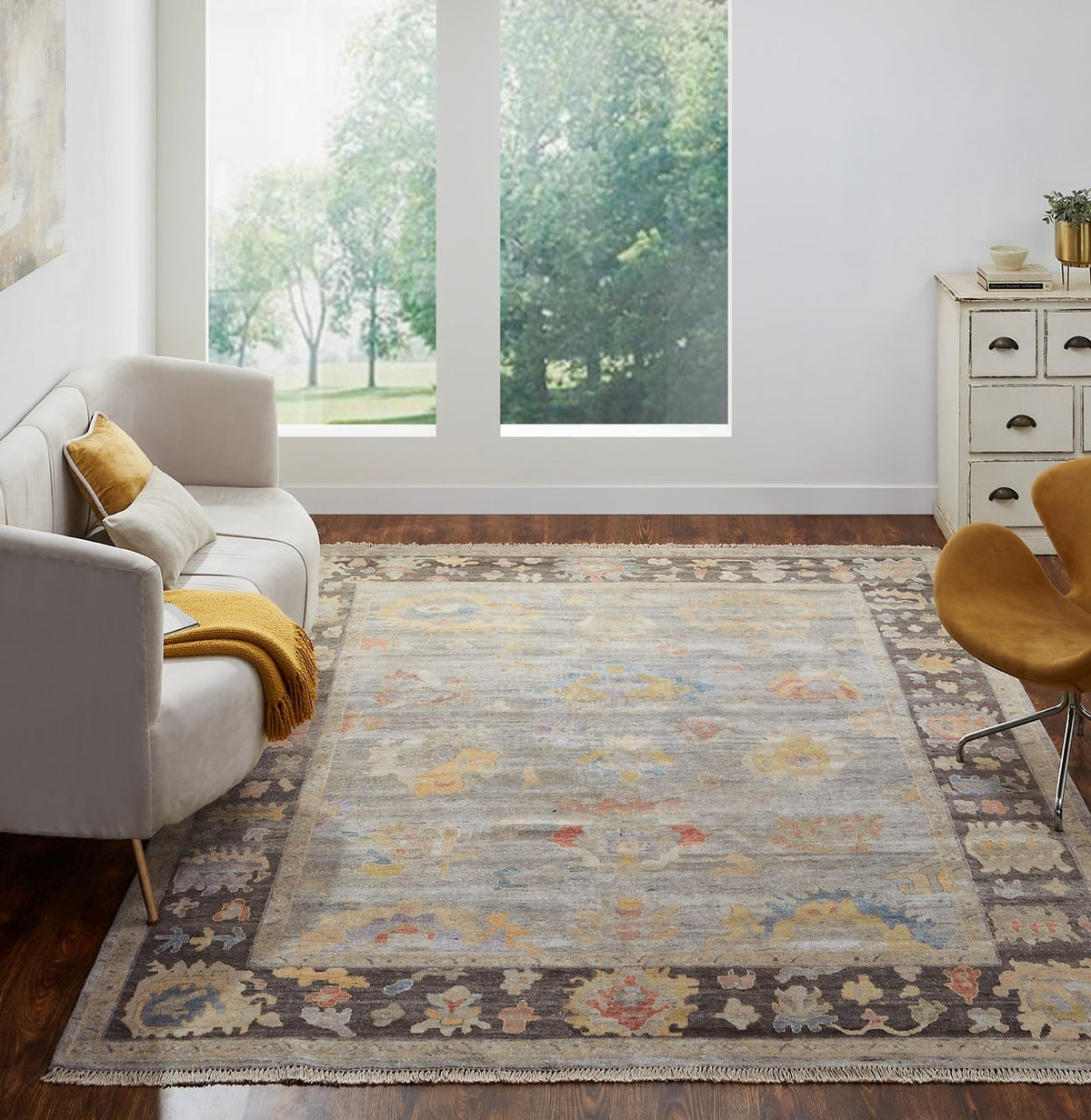 6' x 9' Oushak Hand-Knotted Silk rug, Rug #AA8941
