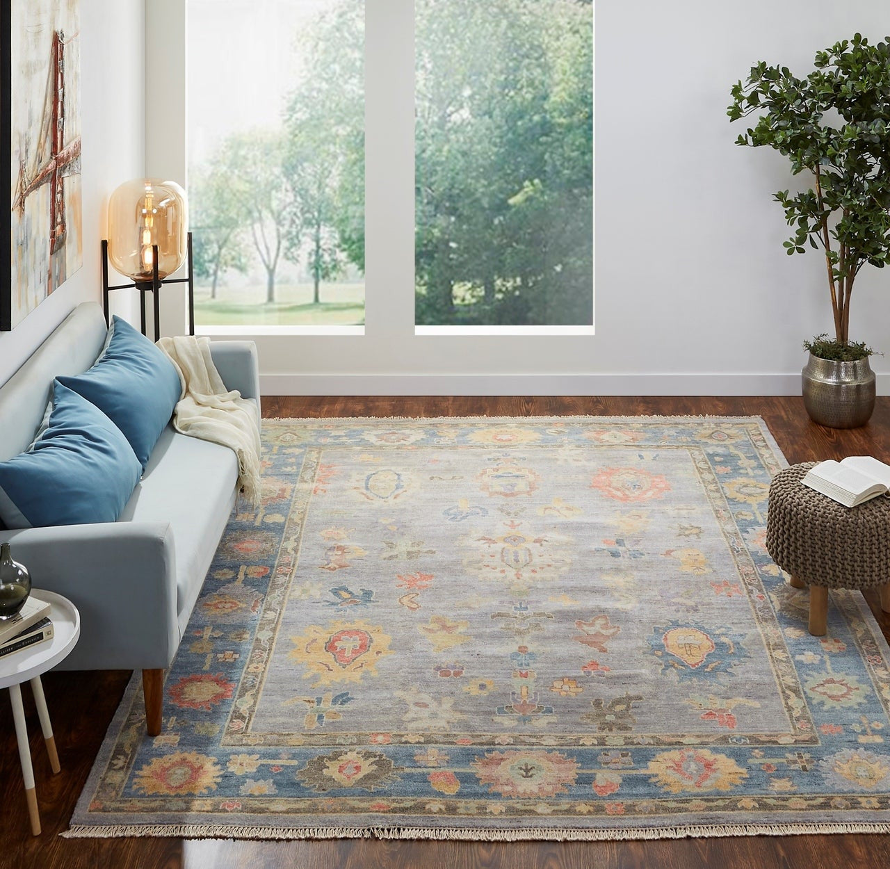 6' x 9' Oushak Hand-Knotted Silk rug, Rug #AA9001