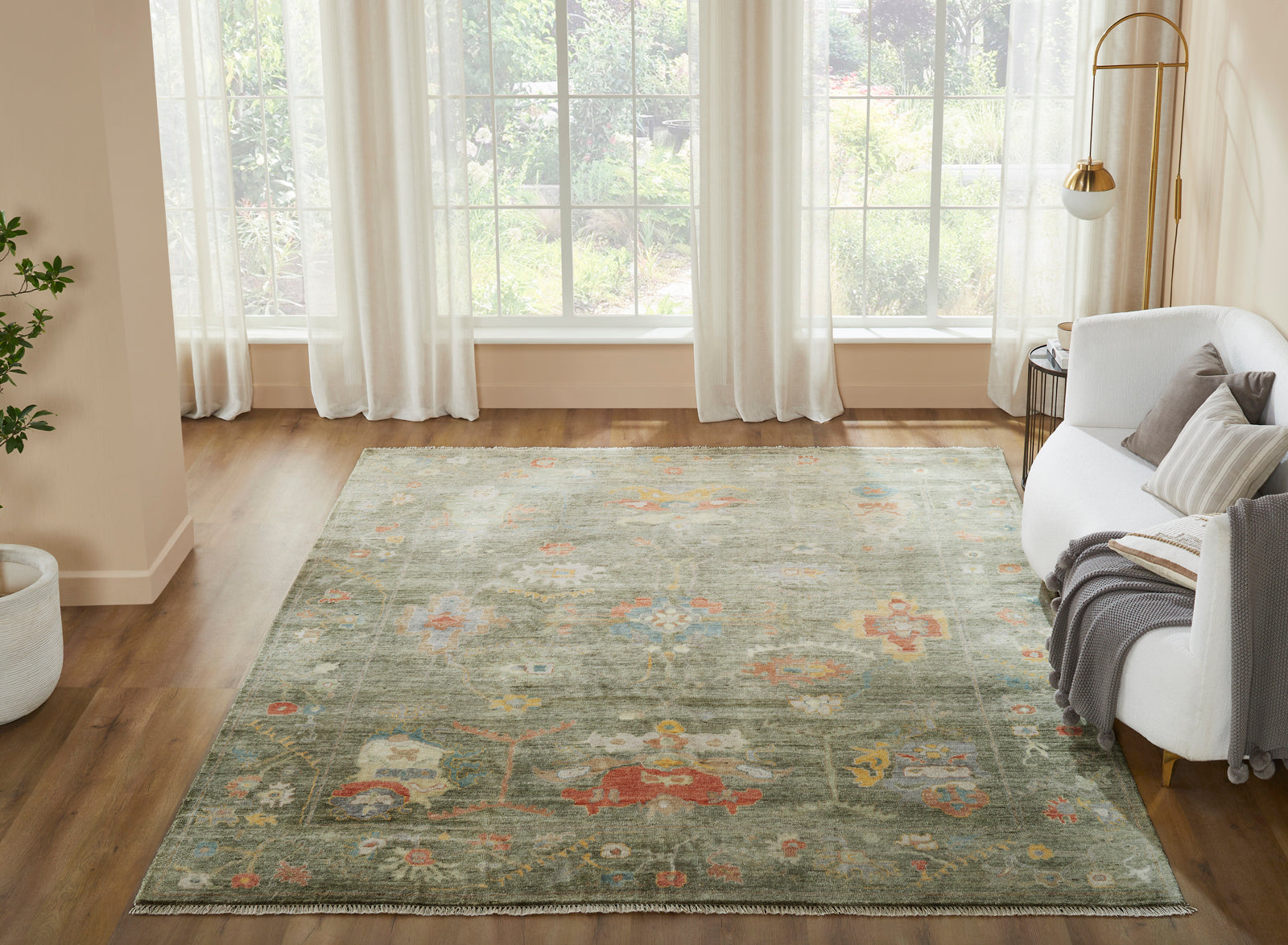 8' x 10' Oushak Hand-Knotted Silk rug, Rug #AA9060
