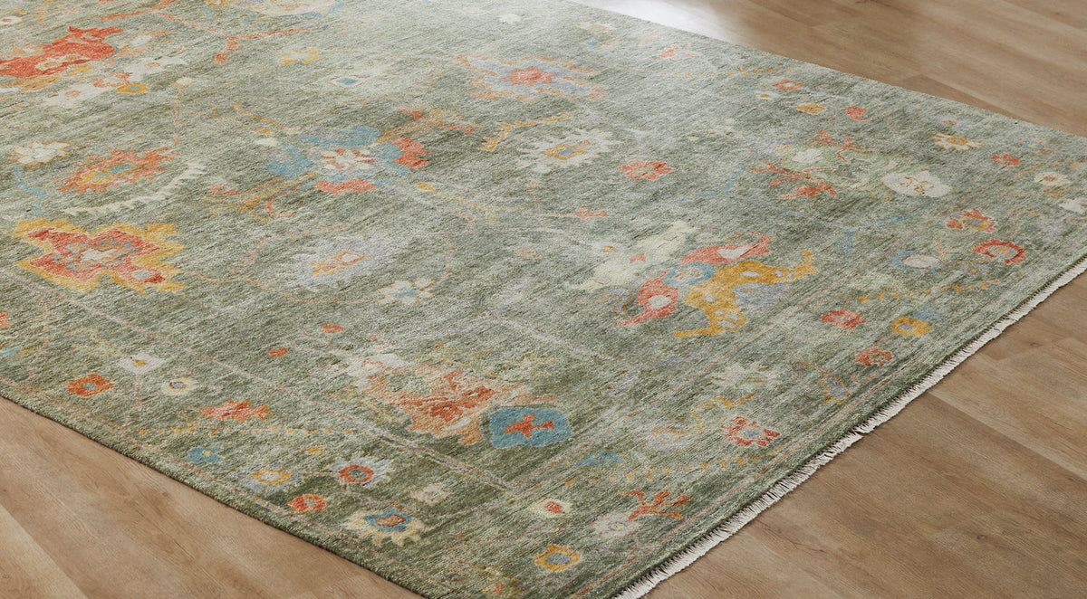 3' x 5' Oushak Hand-Knotted Silk rug, Rug #AA9060